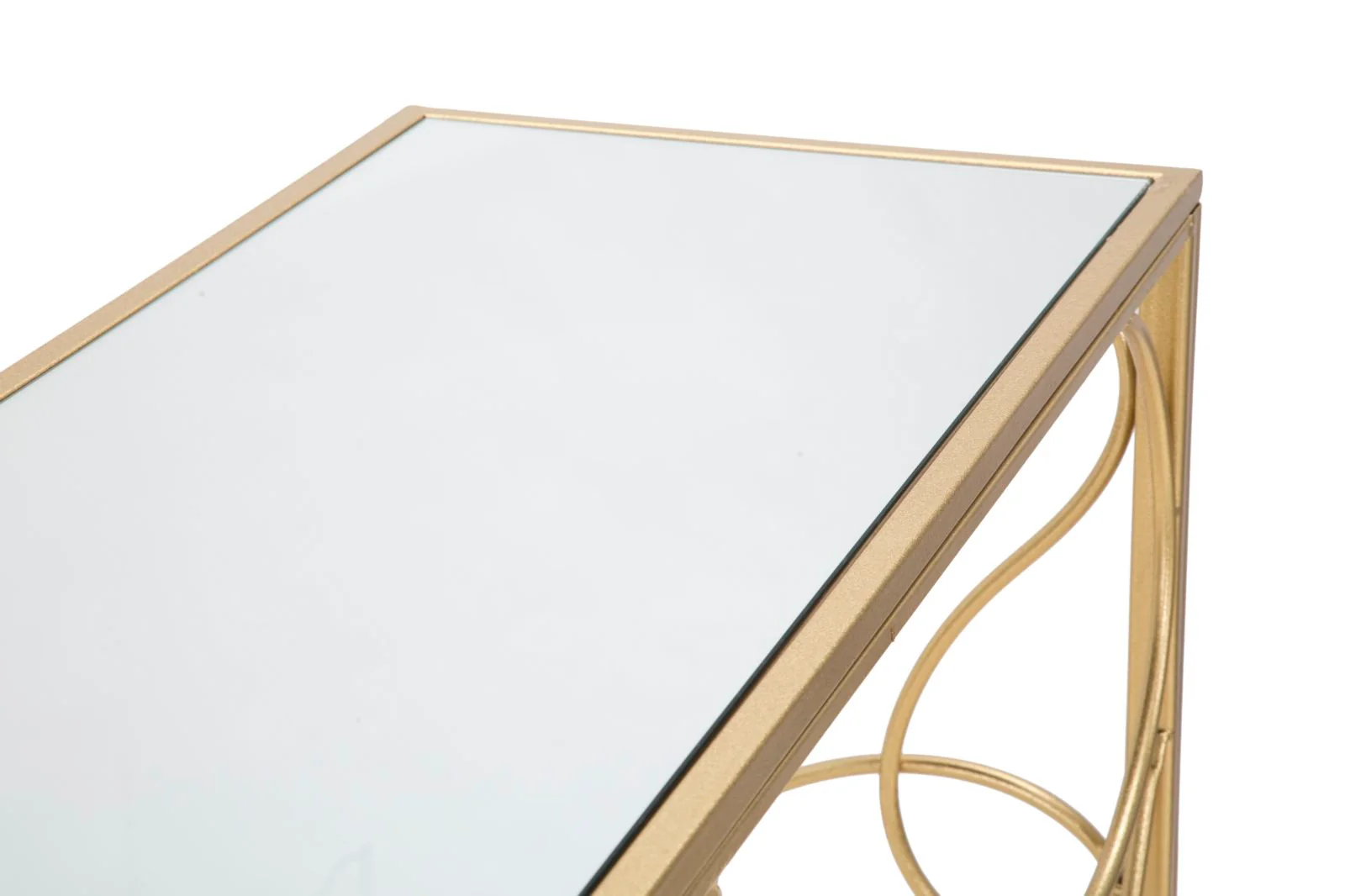 Console Elegante in Metallo Dorato con Piano in Vetro a Specchio 140x40x80 - Image 7
