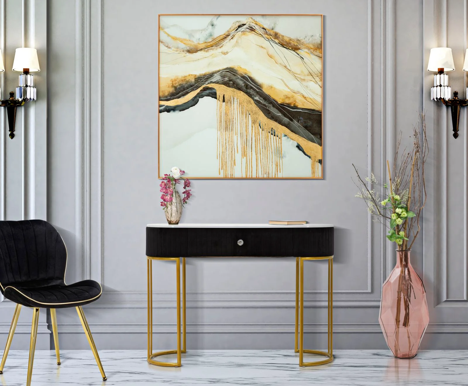 Console Montpellier Elegante Nera 100x43x74 cm - Image 7