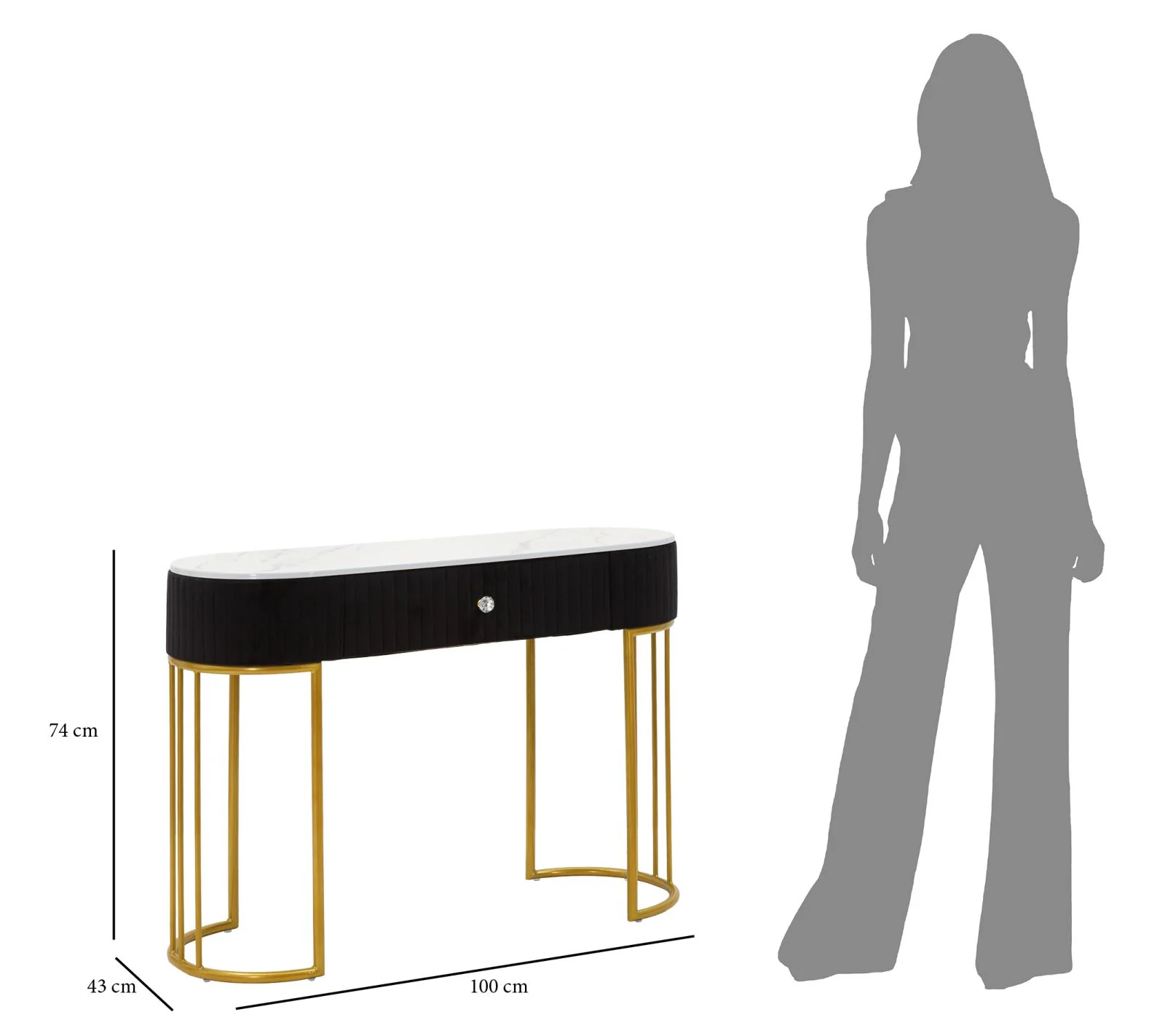 Console Montpellier Elegante Nera 100x43x74 cm - Image 8