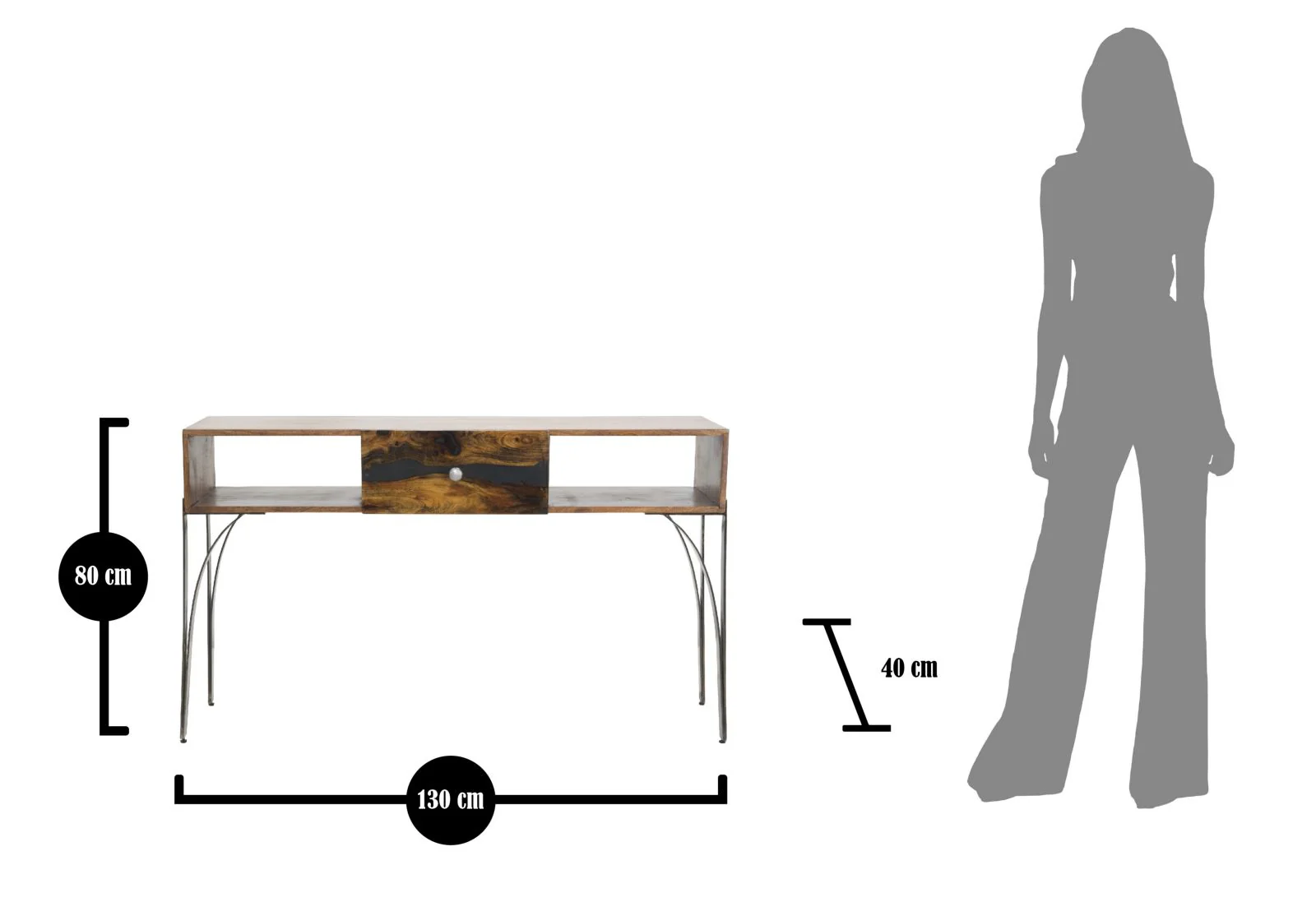 Console Mustang in Legno Massello di Acacia Nilotica 130x40x80 - Image 9