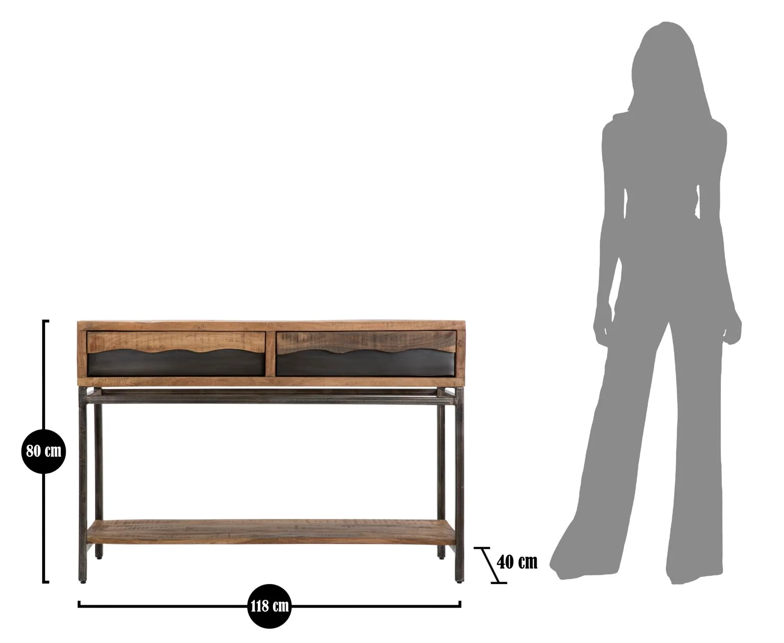 Console Yellowstone in Legno di Acacia Nilotica - Dimensioni 118x40x80 cm - Image 9