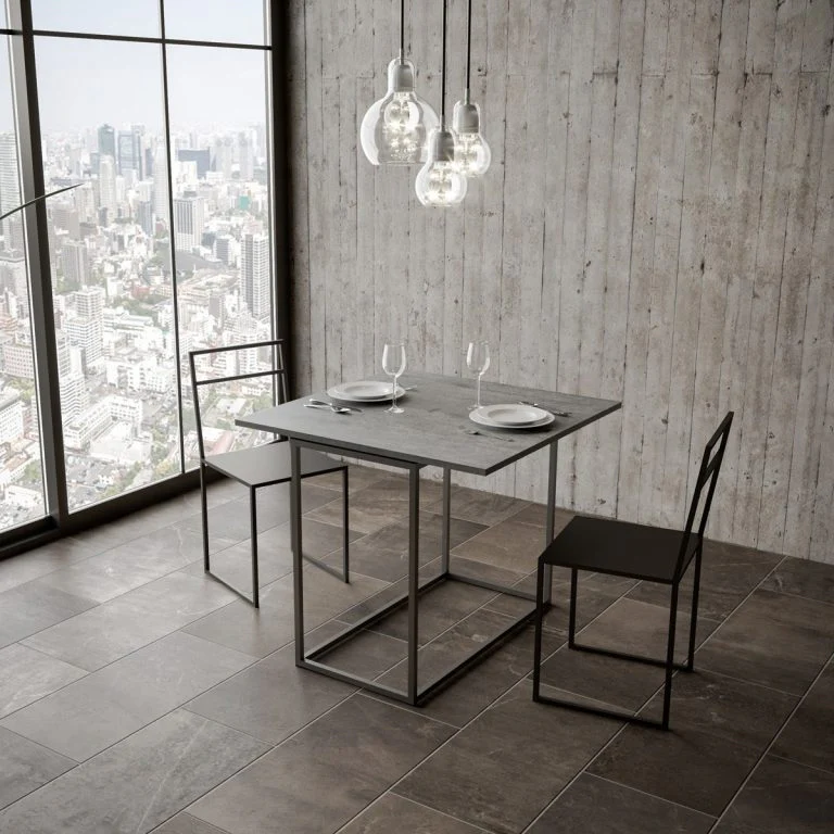 Consolle Estensibile Moderna Libra in Antracite - 90x45/90 cm - Image 3