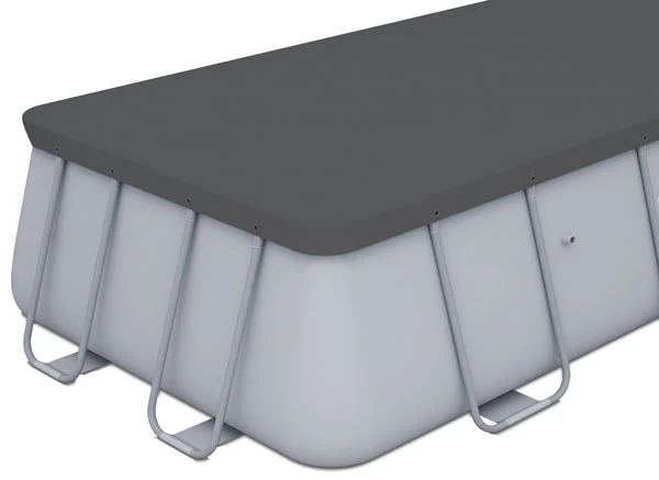 Copripiscina rettangolare 549x274 cm in PE con corde e fori drenaggio