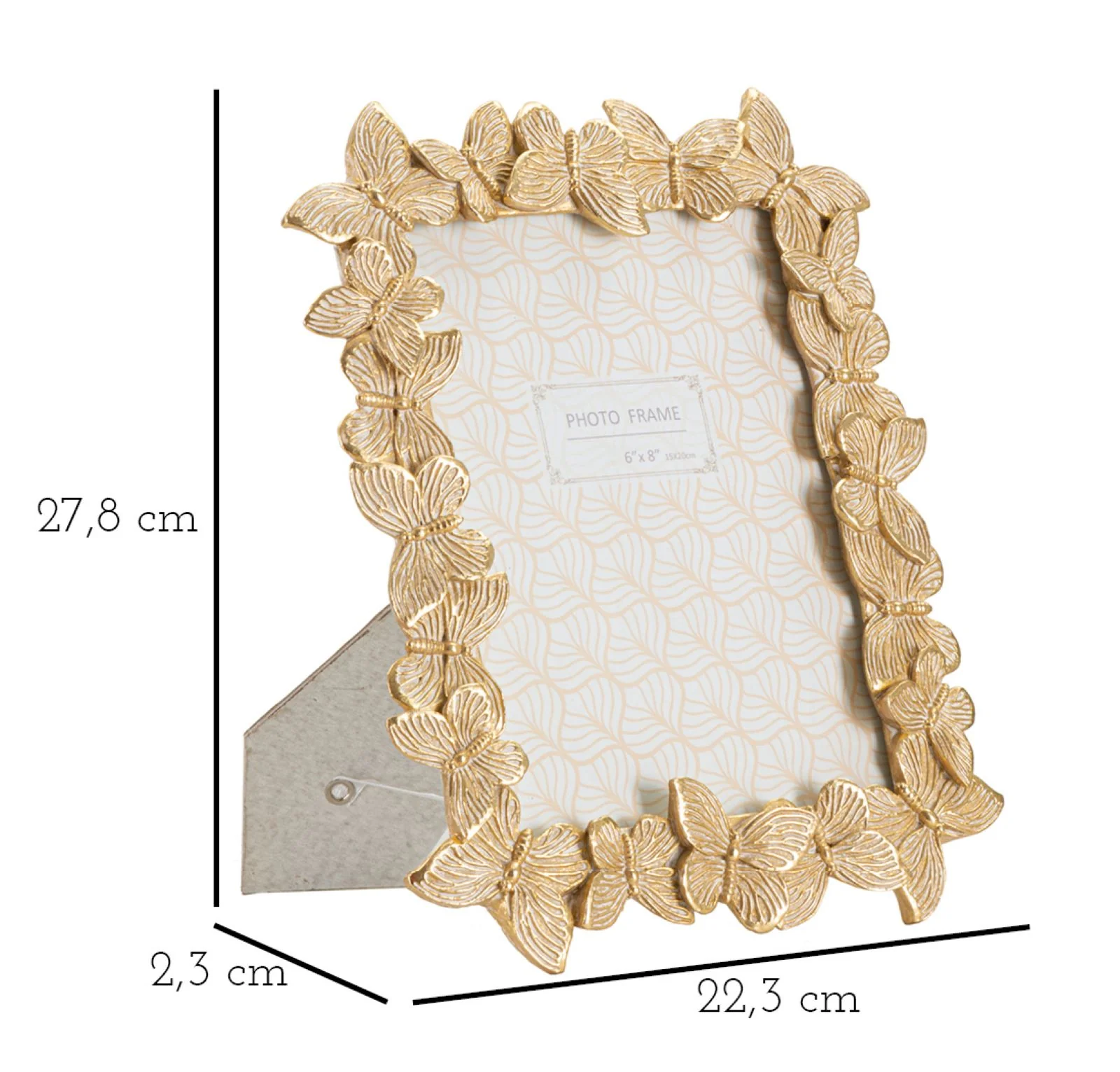 Cornice Decorativa Farfalle Oro 22,3x2,3x27,8 cm (Interna cm 15x20) - Image 6