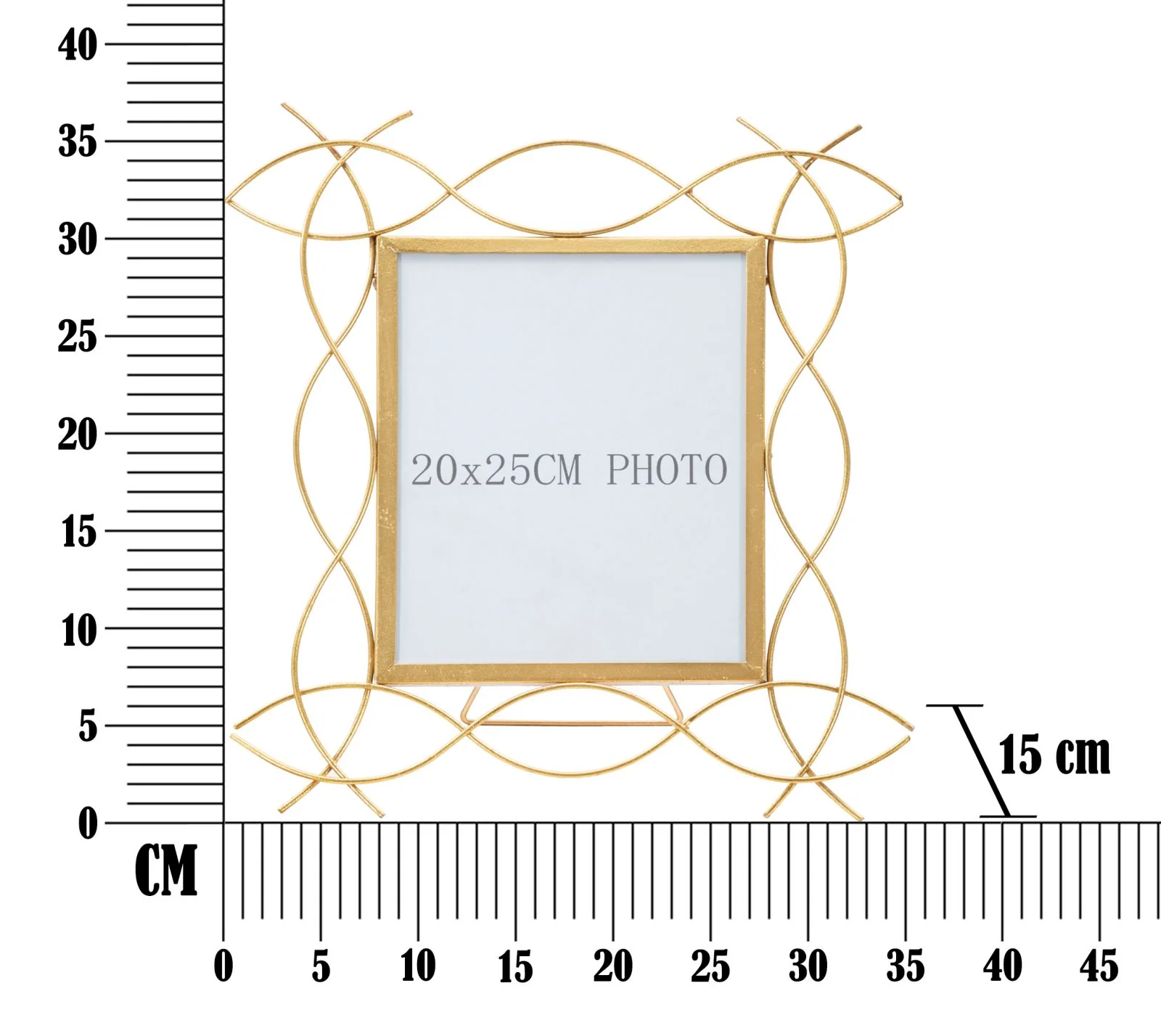 Cornice Glam in Metallo Dorato 35,5x1,5x37 cm (Misura Interna 20x25 cm) - Image 4