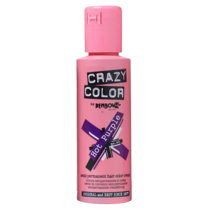 CRAZY COLOR SEMI-PERMANENT HAIR COLOR CREAM HOT PURPLE 62