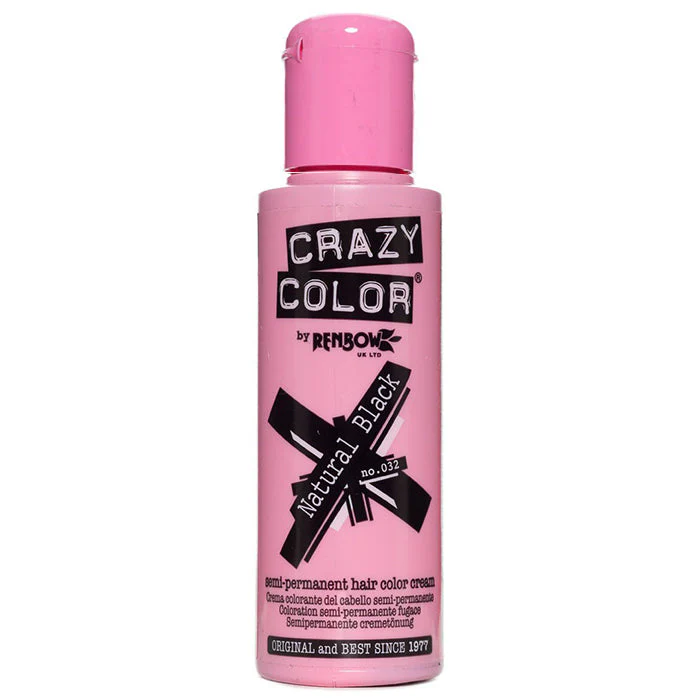 CRAZY COLOR SEMI-PERMANENT HAIR COLOR CREAM NATURAL BLACK 032