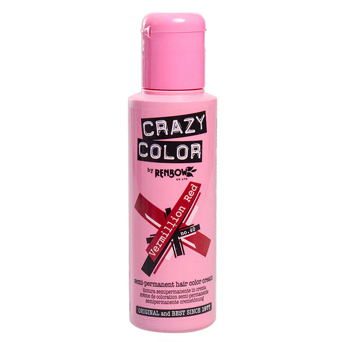 CRAZY COLOR SEMI-PERMANENT HAIR COLOR CREAM VERMILLION RED 40