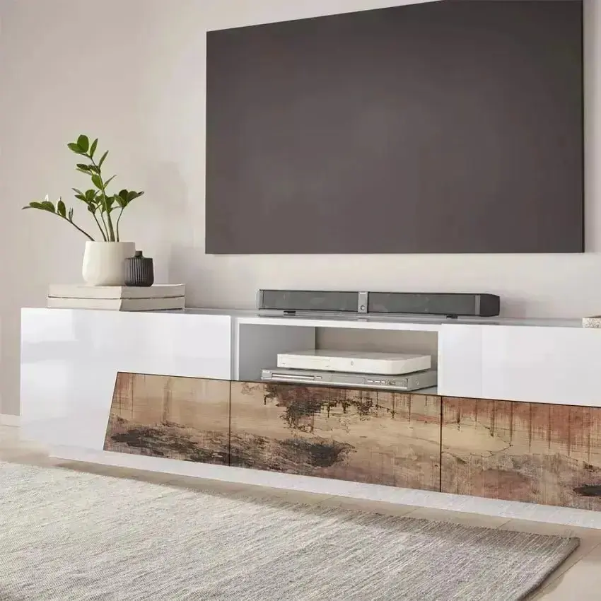 Credenza Alien Lowboard 220,1 x 43 x 46 cm - Bianco Laccato e Acero Pereira - Image 2