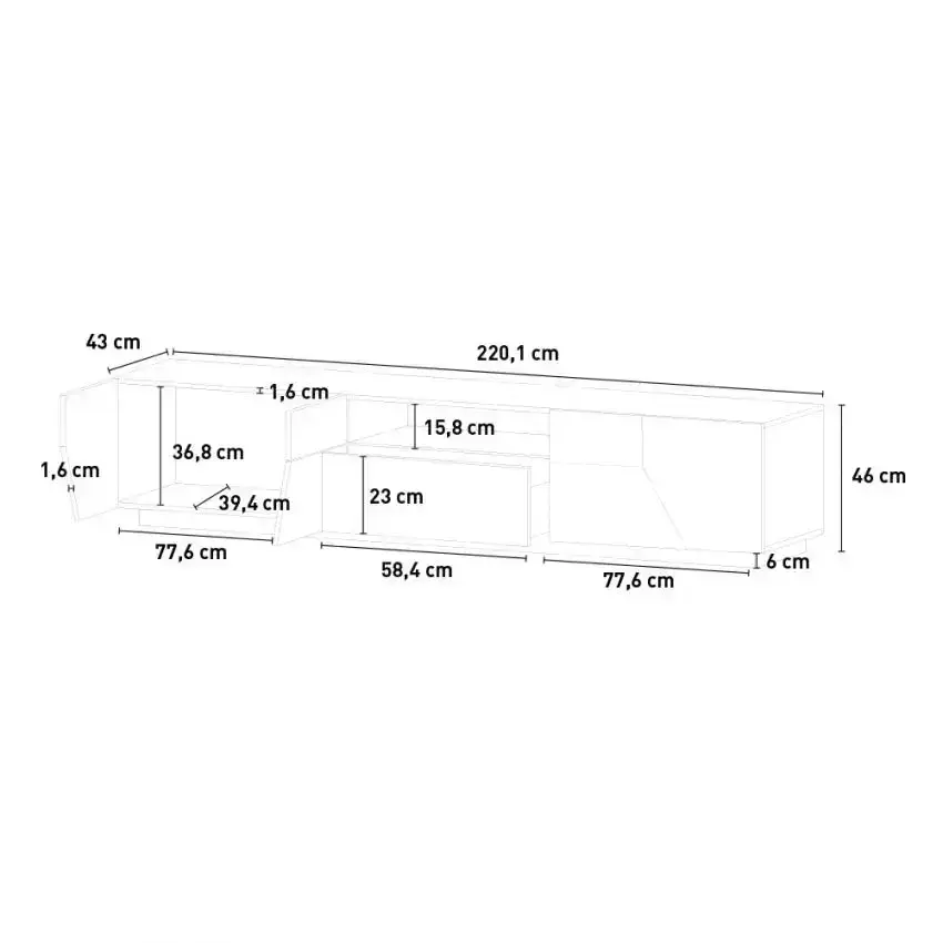 Credenza Alien Lowboard 220,1 x 43 x 46 cm - Bianco Laccato e Acero Pereira - Image 9