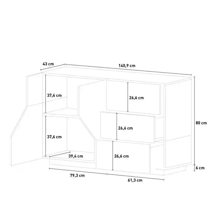 Credenza Alien Sideboard 140 - Antracite/Oak - Dimensioni: 140,9cm x 43cm x 86cm - Image 8