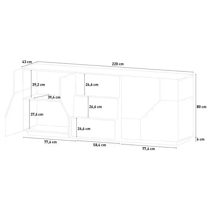 Credenza Alien Sideboard in Legno di Pero e Ardesia - 220 x 43 x 86 cm - Image 7