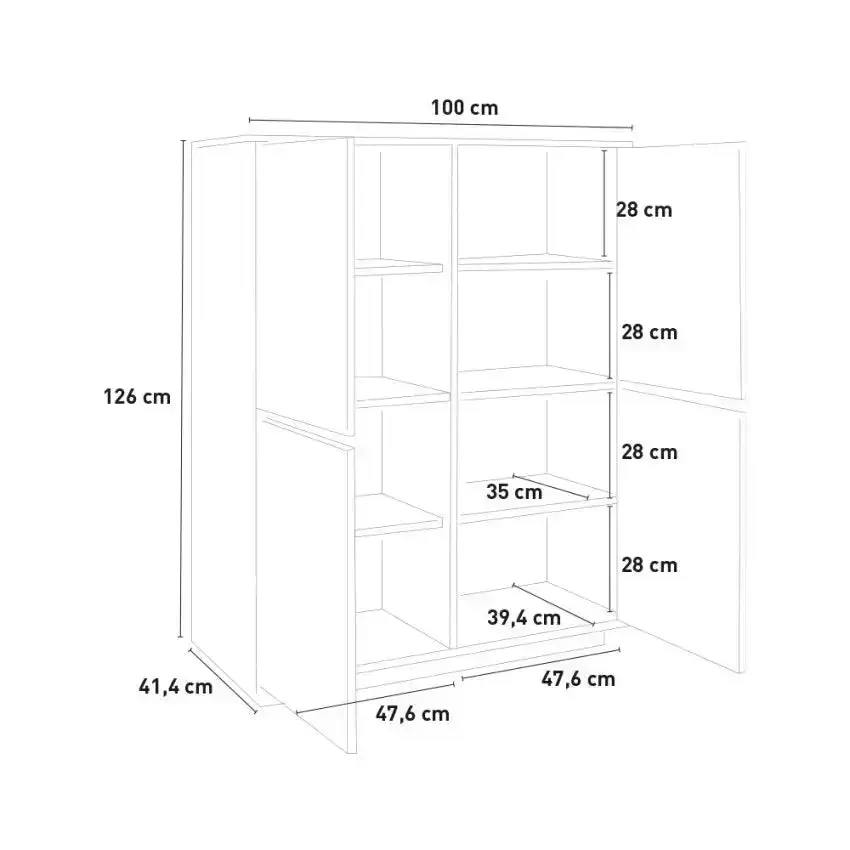 Credenza Bloom Highboard 100,1 x 41,4 x 126 cm in Bianco Laccato - Image 5