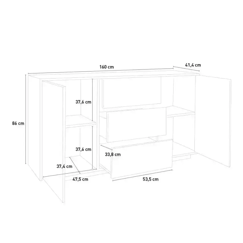 Credenza Bloom Sideboard Bianco Laccato 160 x 41,4 x 86 cm - Image 6