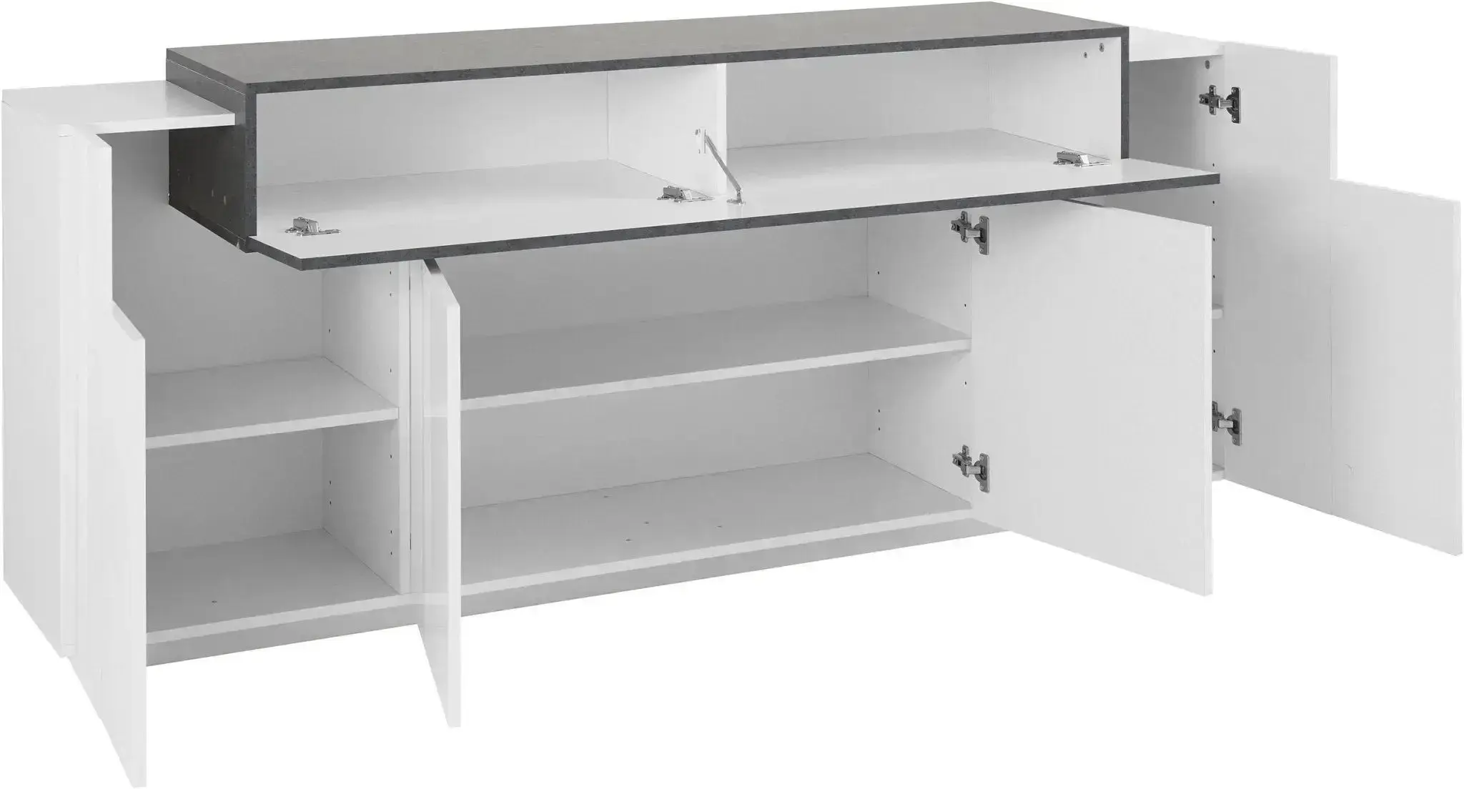 Credenza Moderna CORO con 4 ante battenti e 1 anta a ribalta in bianco lucido - report - Image 2