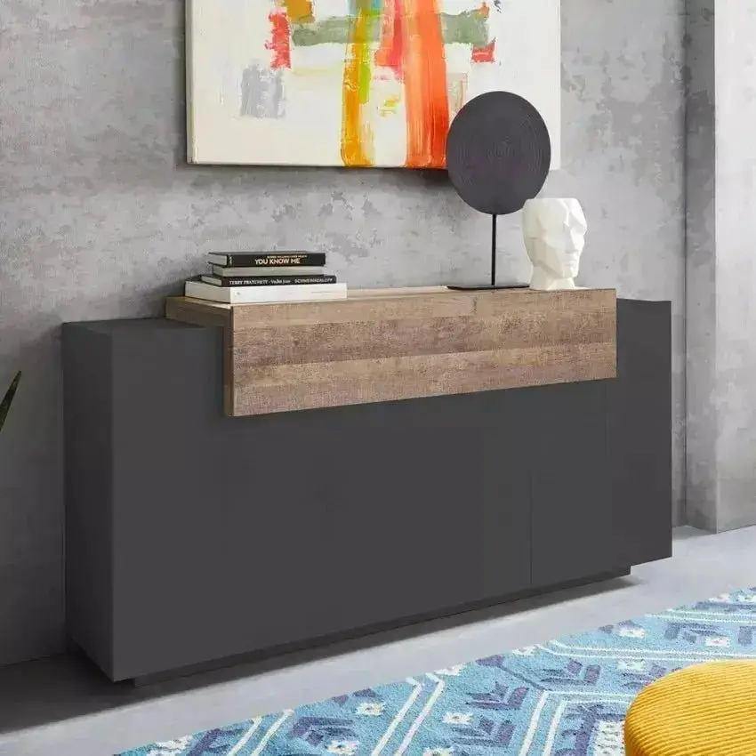 Credenza Corona 3 Ante 160cm - Colore Anthracite/Oak - Dimensioni: 356 x 160 x 45 x 85,6 cm - Image 2