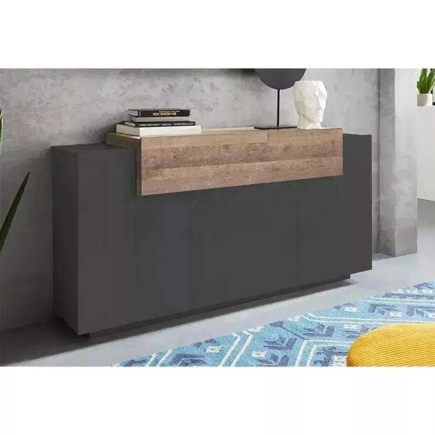 Credenza Corona 3 Ante 160cm - Colore Anthracite/Oak - Dimensioni: 356 x 160 x 45 x 85,6 cm - Image 3
