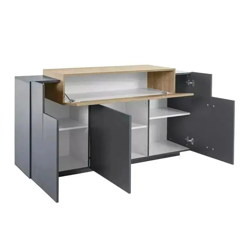 Credenza Corona 3 Ante 160cm - Colore Anthracite/Oak - Dimensioni: 356 x 160 x 45 x 85,6 cm - Image 5