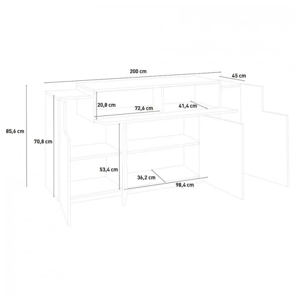 Credenza Corona 4A 200 cm Anthracite/Oak 356 - Image 4