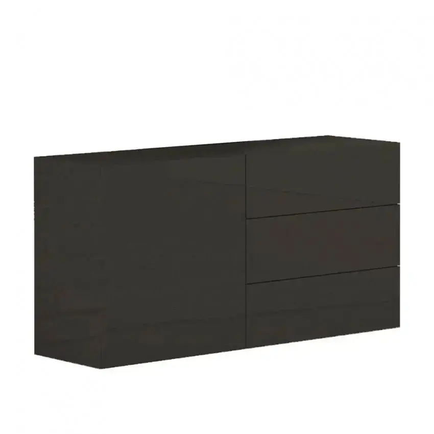 Credenza Moderna con 1 Anta e 3 Cassetti: METIS Antracite Laccato - Image 2