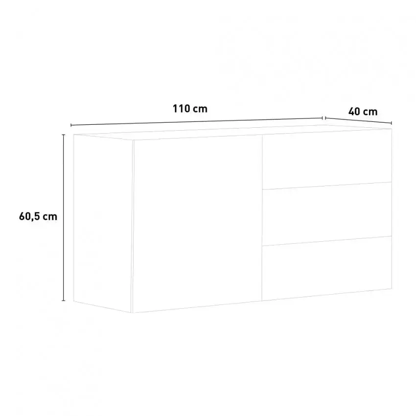 Credenza Moderna con 1 Anta e 3 Cassetti: METIS Antracite Laccato - Image 3