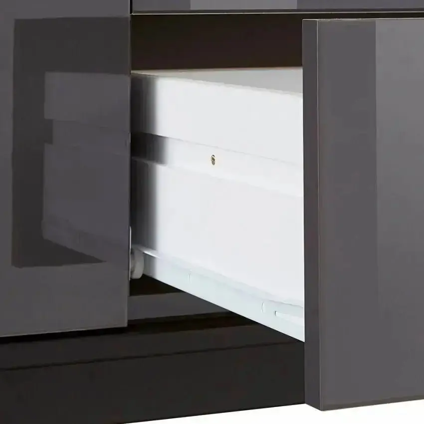 Credenza Moderna 1 Anta + 3 Cassetti Metis con Piede in Metallo Antracite Laccato - Image 3