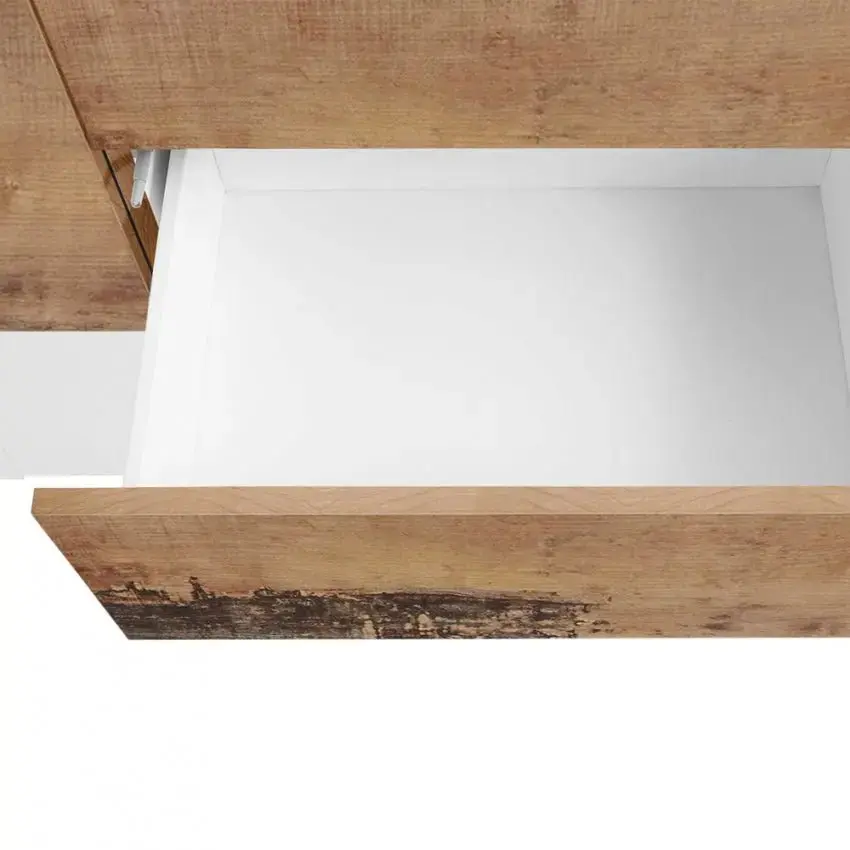 Credenza moderna NEW CORO con ante battenti, ribalta, cassetti, in bianco acero pereira - Image 4