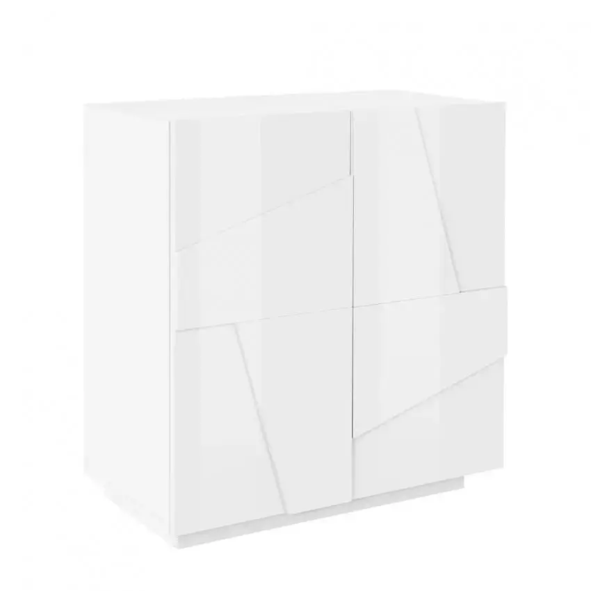 Credenza Moderna PING a 2 Ante Battente in Bianco Lucido - Image 2