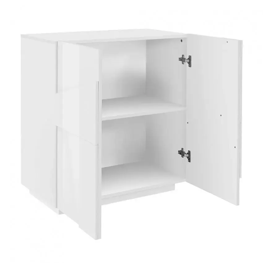 Credenza Moderna PING a 2 Ante Battente in Bianco Lucido - Image 3