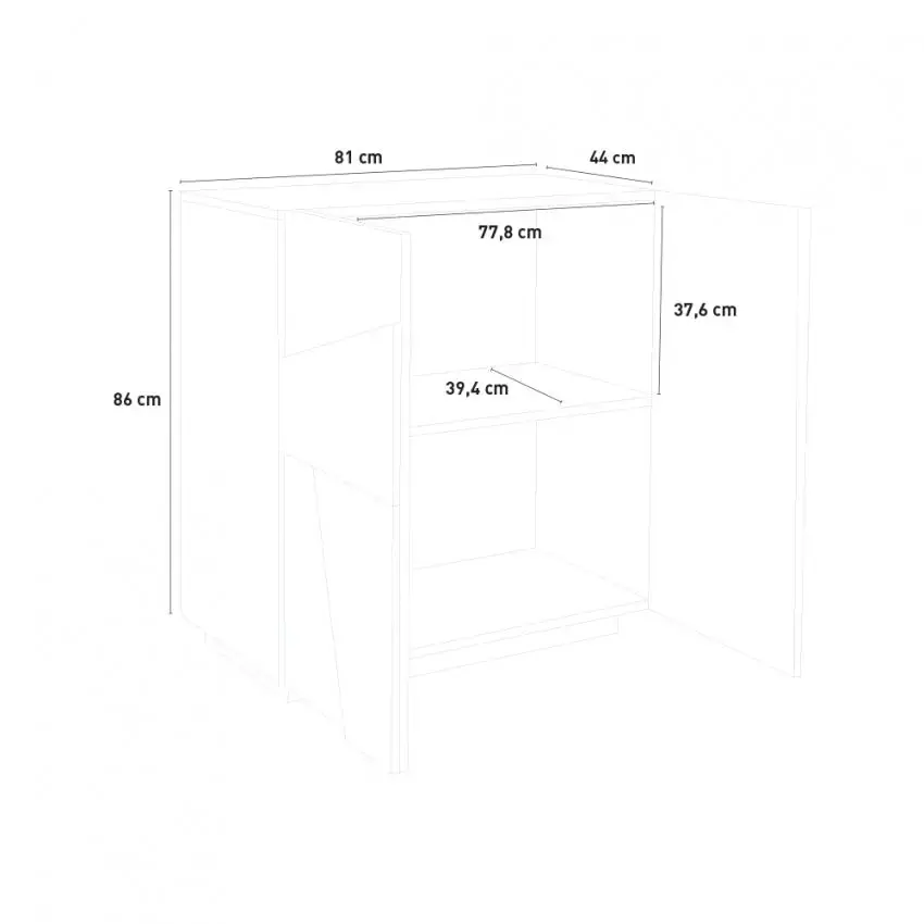 Credenza PING Moderna a 2 Ante Battenti in Cemento - Image 4