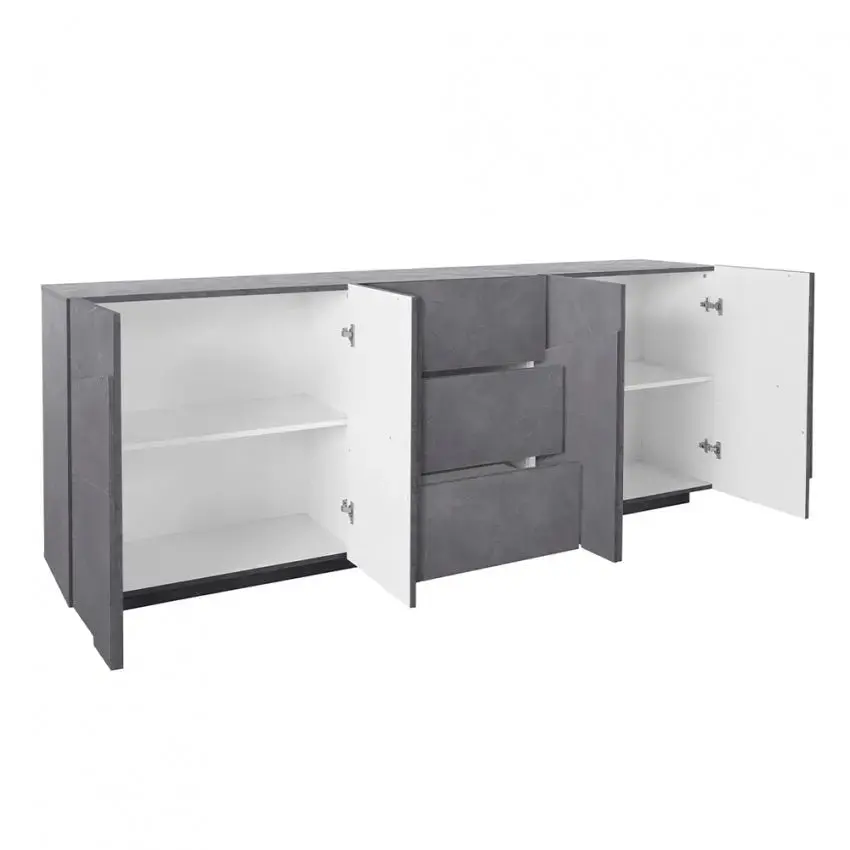 Credenza PING Moderna con 4 Ante Battenti e 3 Cassetti in Ardesia - Image 3