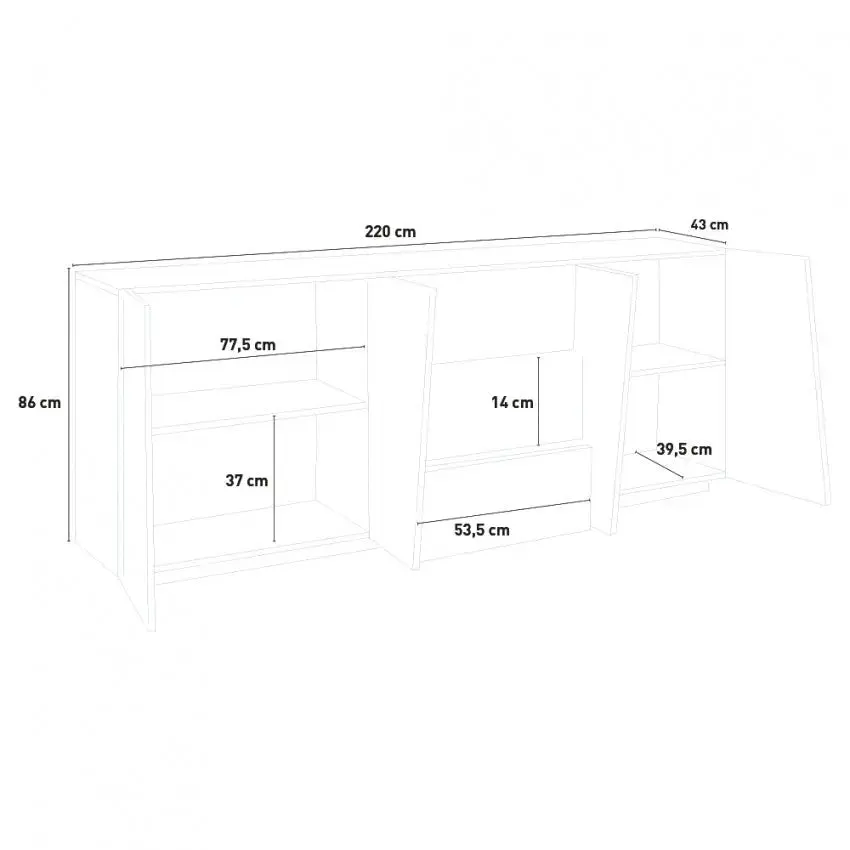 Credenza PING Moderna con 4 Ante Battenti e 3 Cassetti in Ardesia - Image 4