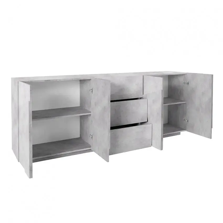 Credenza Moderna Cemento con 4 Ante e 3 Cassetti Ping - Image 3