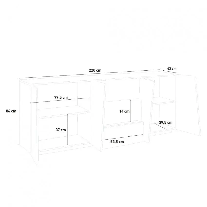 Credenza Moderna Cemento con 4 Ante e 3 Cassetti Ping - Image 4