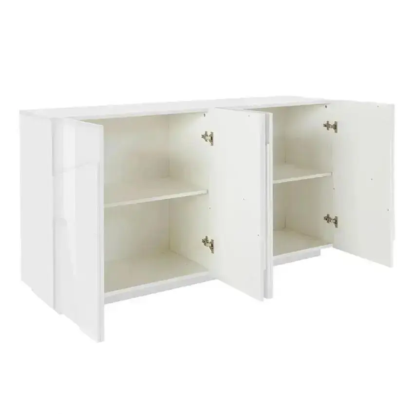 Credenza con 4 ante a battente in bianco lucido - Image 3