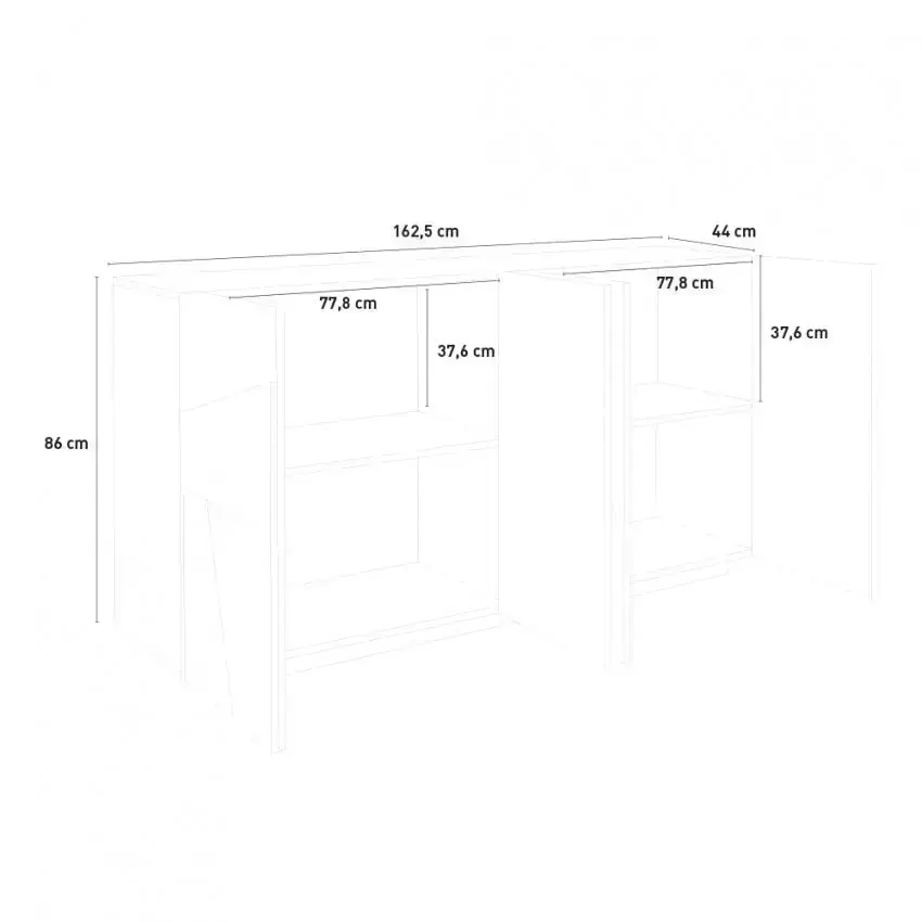 Credenza con 4 ante a battente in bianco lucido - Image 5