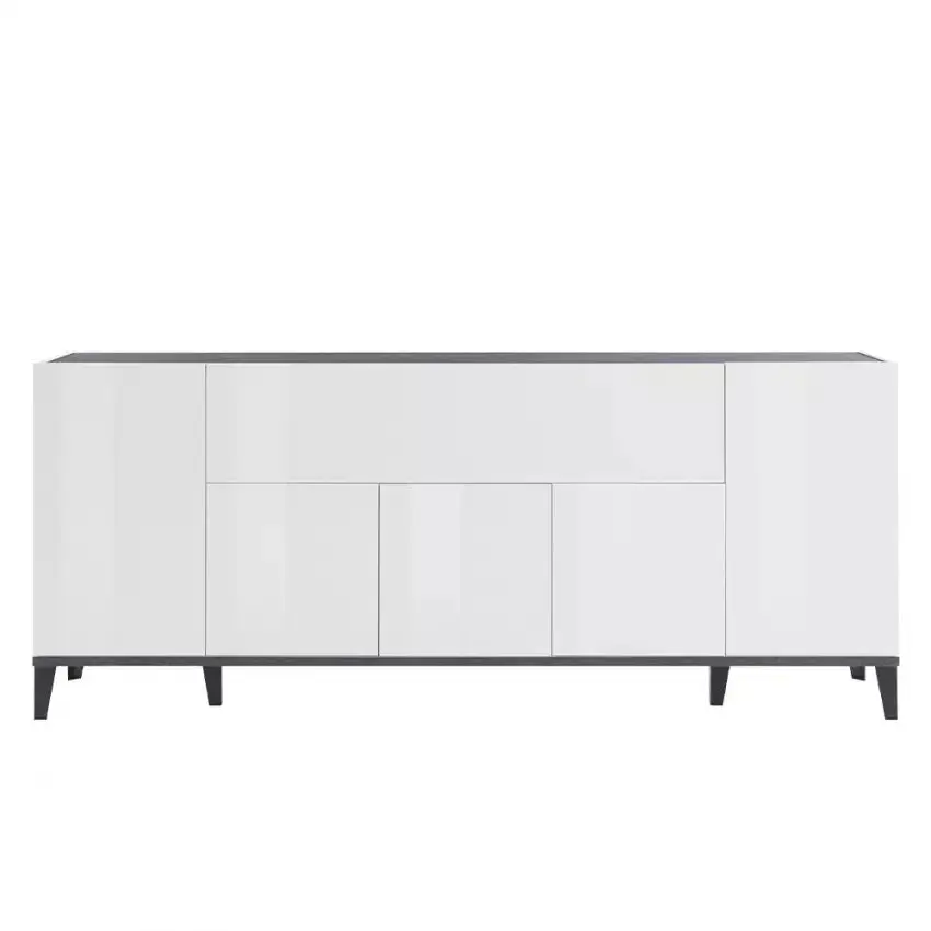 Credenza Sunrise 4 Ante + 1 Vano a Ribalta 200 Bianco Lucido - Image 2