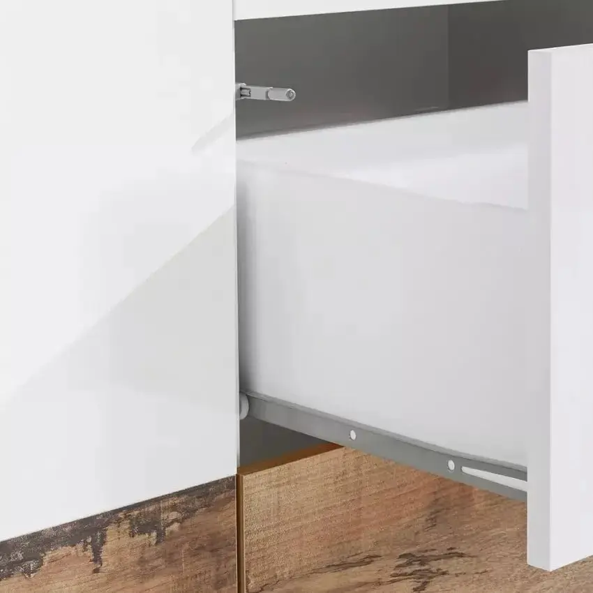 Credenza Sunrise 4 Ante + 1 Vano a Ribalta 200 Bianco Lucido/Report 200 x 40 x 82 cm - Image 5