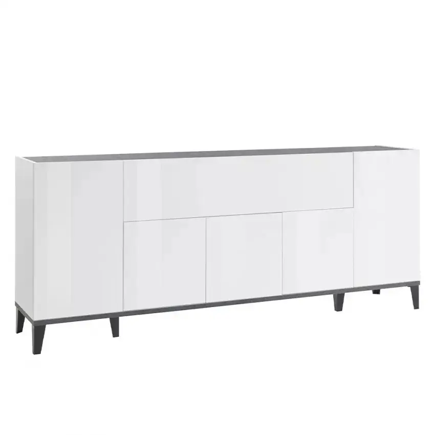 Credenza Sunrise 4 Ante + 1 Vano a Ribalta 200 Bianco Lucido - Image 3