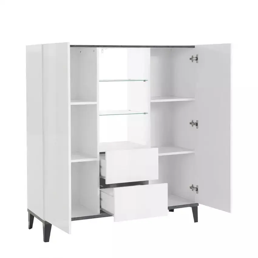 Credenza Sunrise Highboard 120 x 40 x 120 cm - Bianco Lucido - Image 4