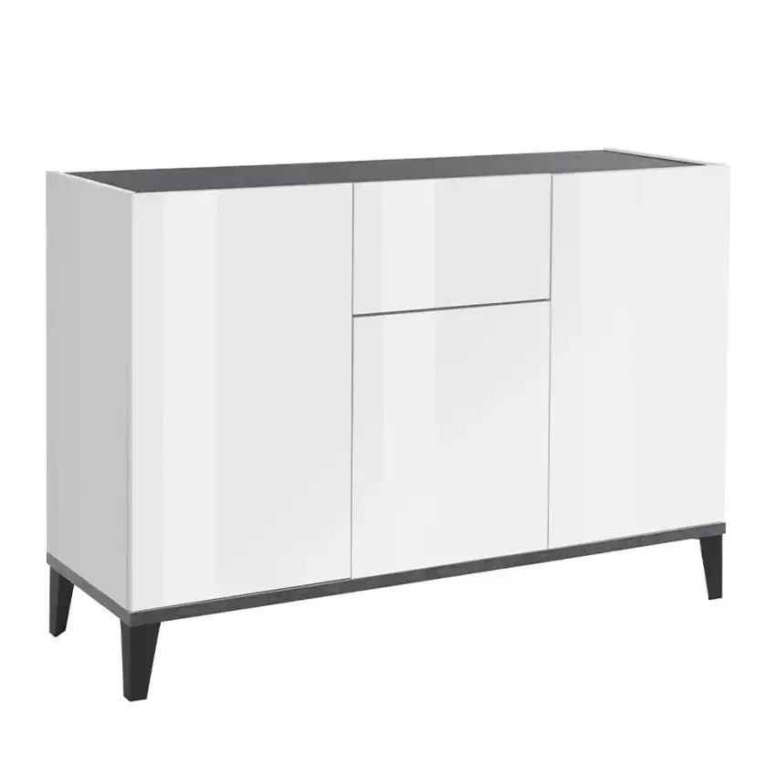 Credenza Sunrise: Sideboard 3 Ante + 1 Cassetto 120 x 40 x 82 cm Bianco Lucido - Image 2