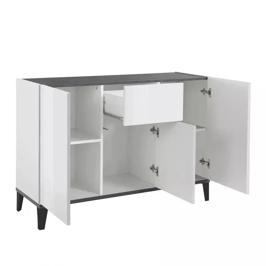 Credenza Sunrise: Sideboard 3 Ante + 1 Cassetto 120 x 40 x 82 cm Bianco Lucido - Image 4