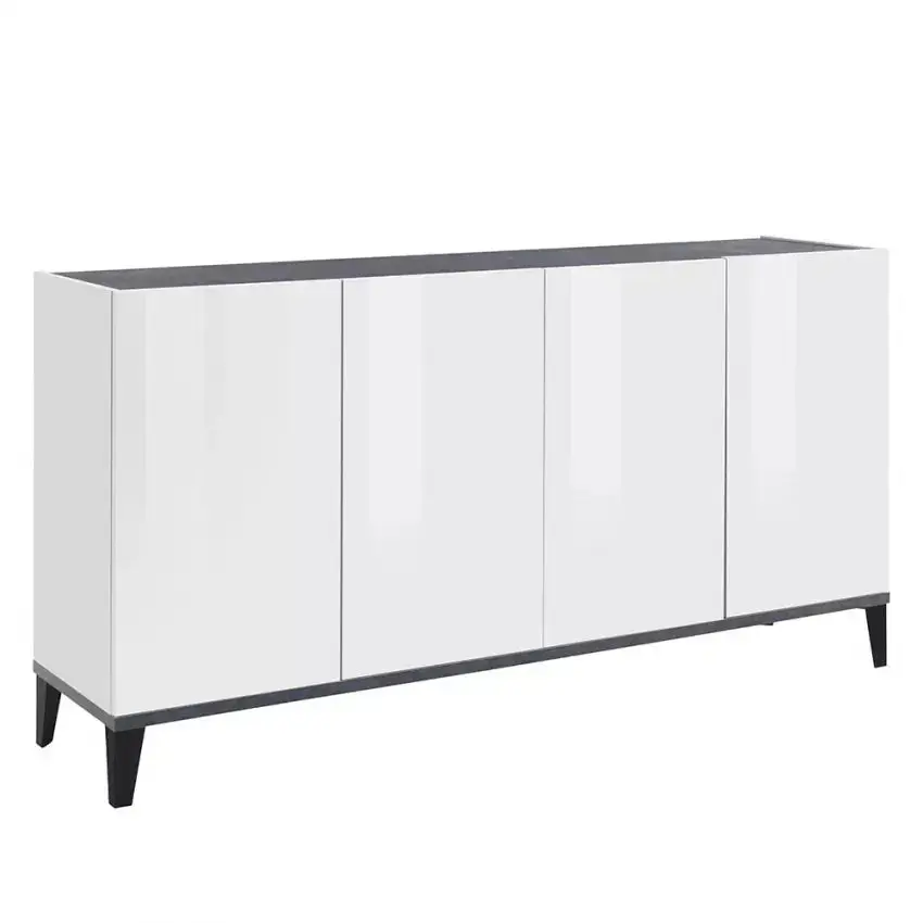 Credenza Sunrise - Sideboard con 4 Ante in Bianco Lucido - Dimensioni 160 x 40 x 82 cm - Image 2