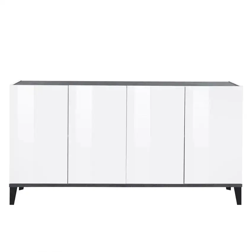 Credenza Sunrise - Sideboard con 4 Ante in Bianco Lucido - Dimensioni 160 x 40 x 82 cm - Image 4