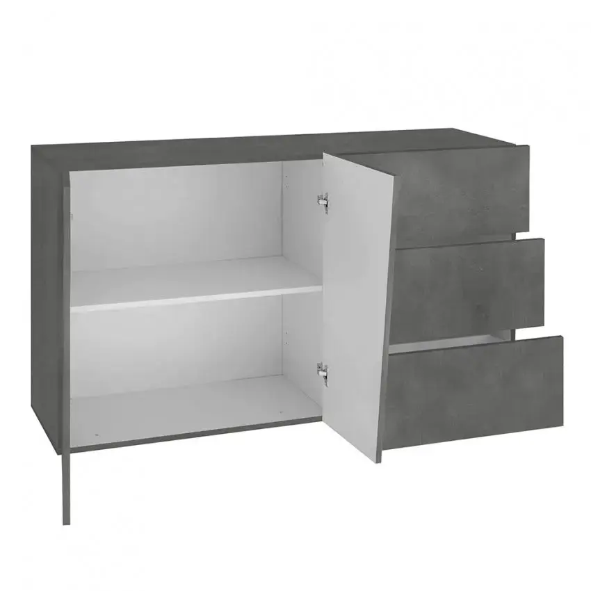 Credenza Moderna VEGA con 2 Ante Battenti e 3 Cassetti da 140 in Ardesia - Image 3