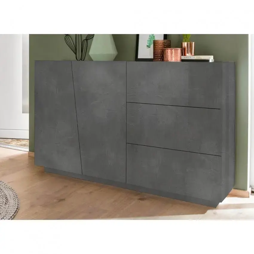 Credenza Moderna VEGA con 2 Ante Battenti e 3 Cassetti da 140 in Ardesia - Image 4