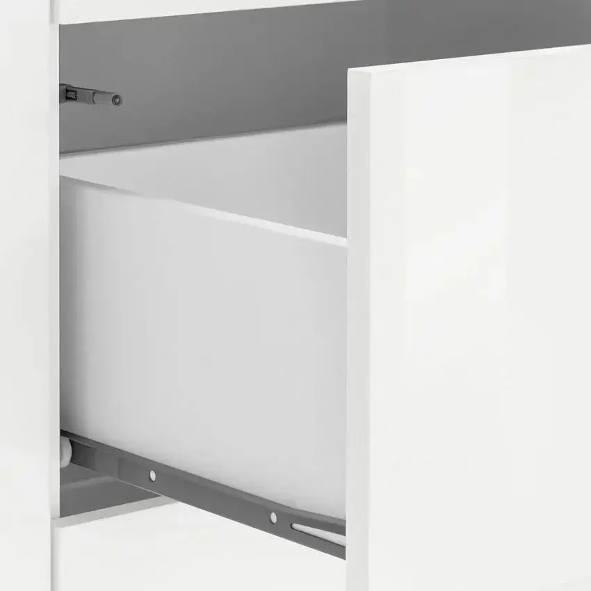 Credenza moderna VEGA con 2 ante battenti e 3 cassetti, bianco lucido 140 - Image 6