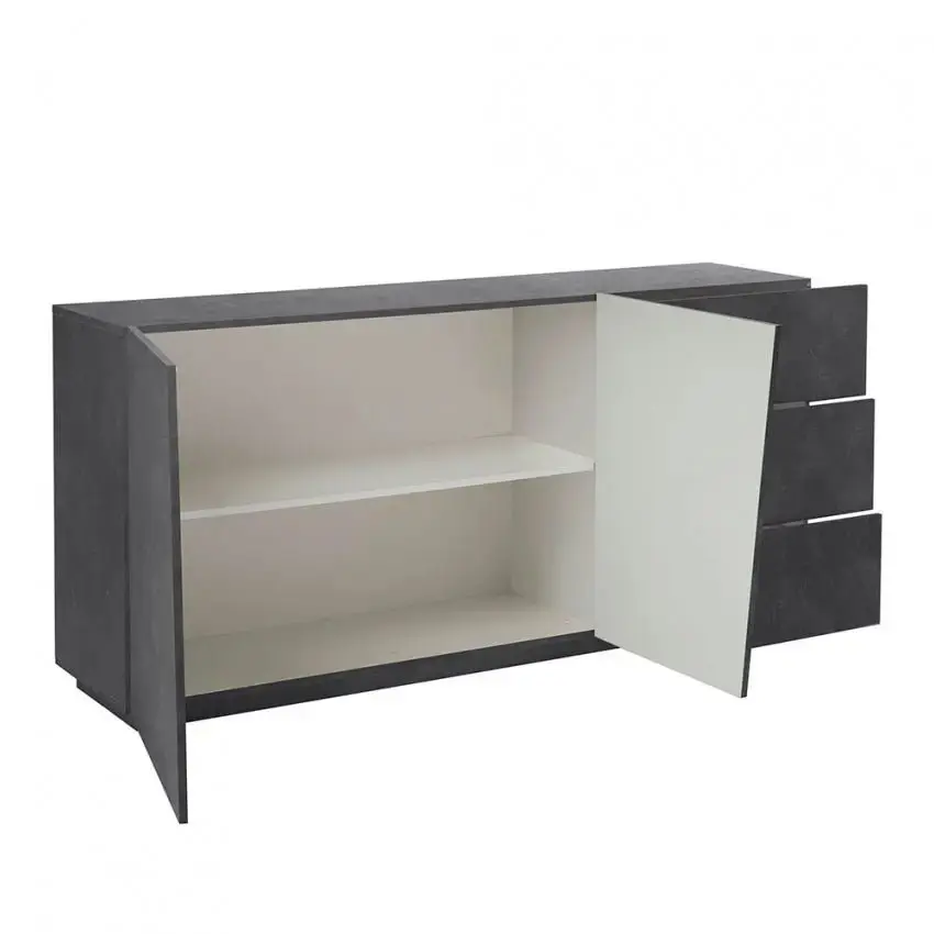 Credenza VEGA Moderna con 2 Ante Battente e 3 Cassetti, Ardesia 180 - Image 3