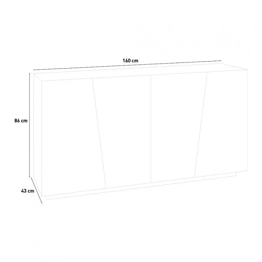 Credenza VEGA Moderna con 4 Ante 160 Battente, Colore Bianco Lucido - Image 4