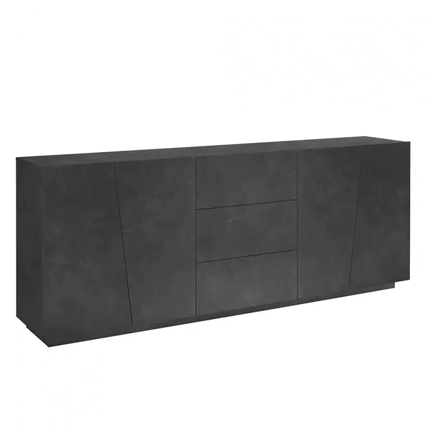 Credenza Moderna VEGA: 4 Ante Battenti e 3 Cassetti Ardesia - Image 2
